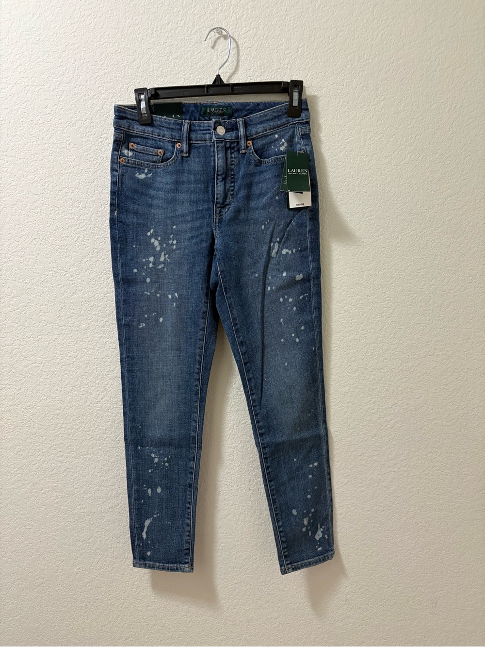 Lauren Ralph Lauren Premier skinny ankle paint splatter jeans. Size 2. NWT